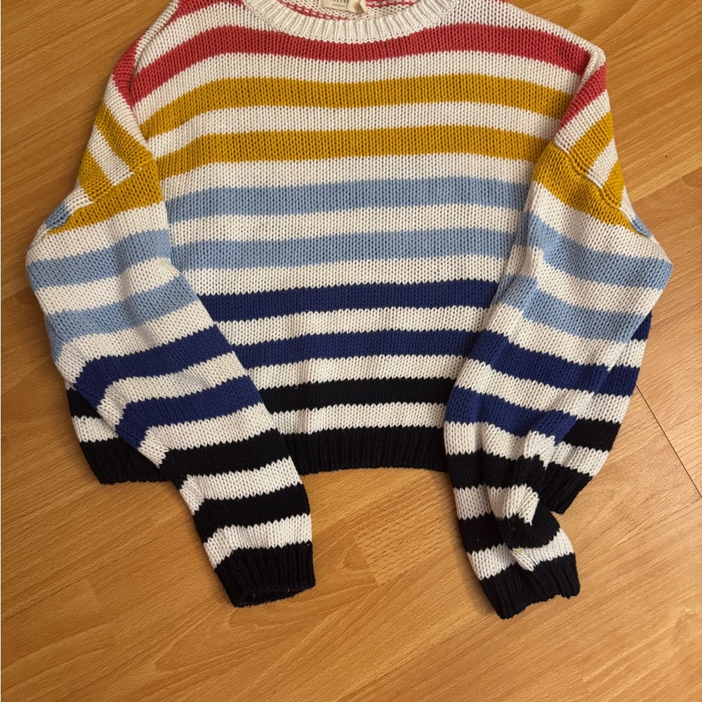 Francesca’s Harper Heritage Rainbow Stripe Sweater